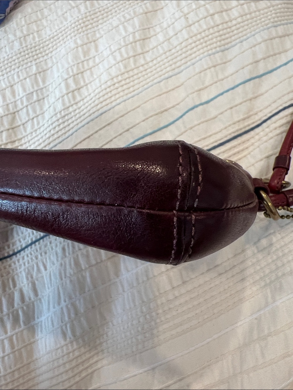 Coach Maroon Leather Wristlet with Brass Buckle - Picture 5 of 11